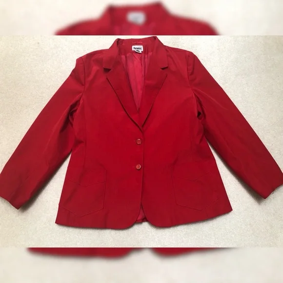 Vintage Red Blazer with Pockets - Picture 3 of 8